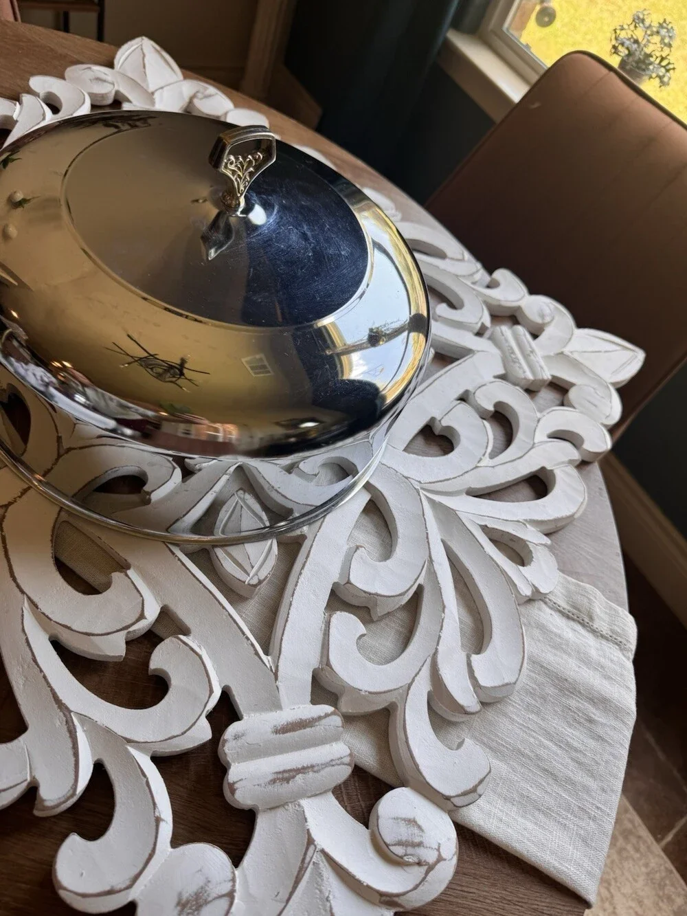 Vintage Kromex Chrome Brass Handles Cake Cover